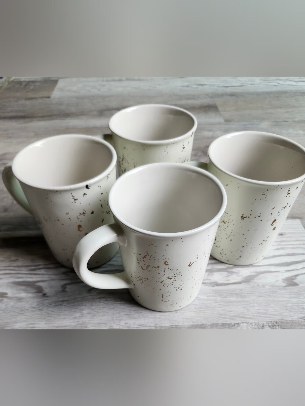 Hearth & Hand Magnolia Stoneware Mugs Set of 4 Cream Speckled Farmhouse NWOB
